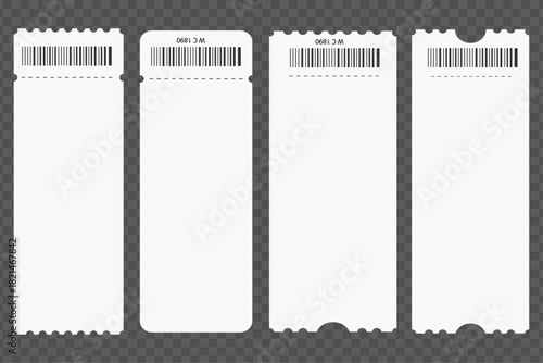 Collection of empty entrance to the concert ticket templates isolated on transparent background entrance to the concert