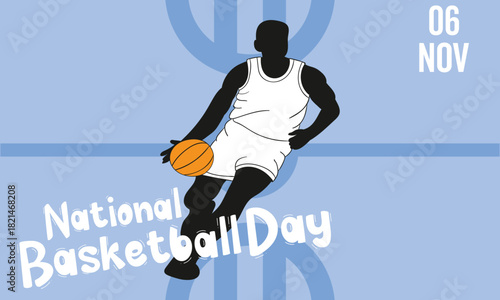 Illustration a basketball player in grunge style. Male basketball athlete dribbling the ball, this design has the concept of celebrating a basketball game. world basketball day celebration.