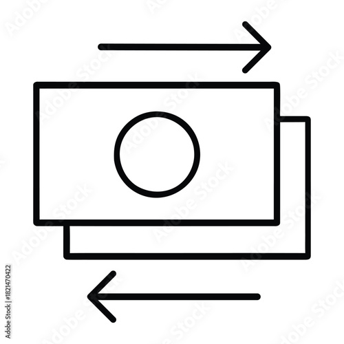Bank Transfer Outline Icon – Online Payment and Money Movement