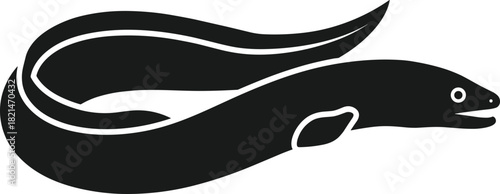 Eel fish vector illustration black silhouette isolated marine fauna design Vector
