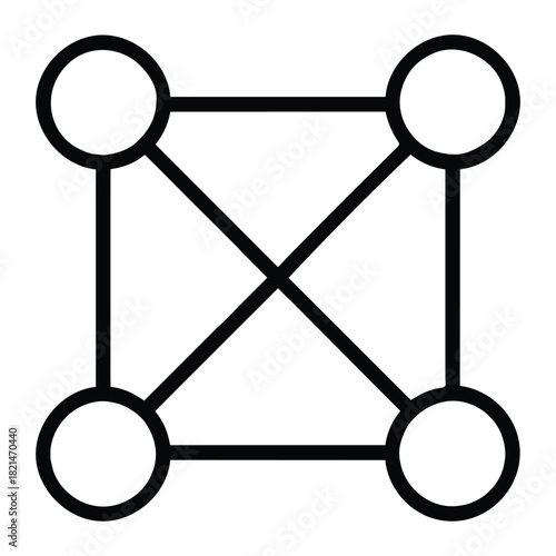 Blockchain Node Outline Icon – Network and Distributed Ledger