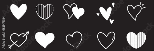 Doodle love heart. Loving cute hand drawn sketched hearts, doodle valentine heart shape drawing elements for greeting cards and valentines day design vector. 