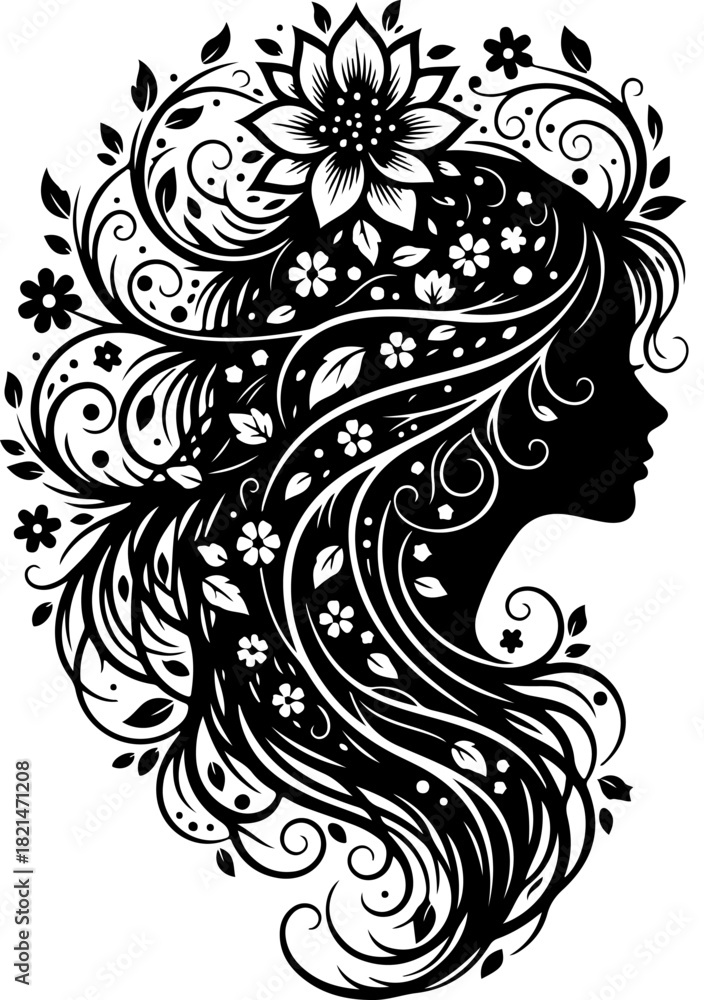 Fototapeta premium Nature Goddess Black Silhouette