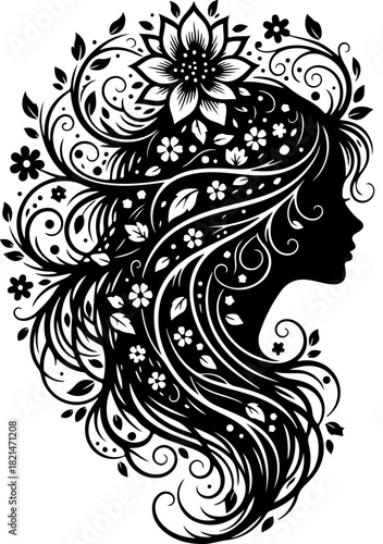 Nature Goddess Black Silhouette