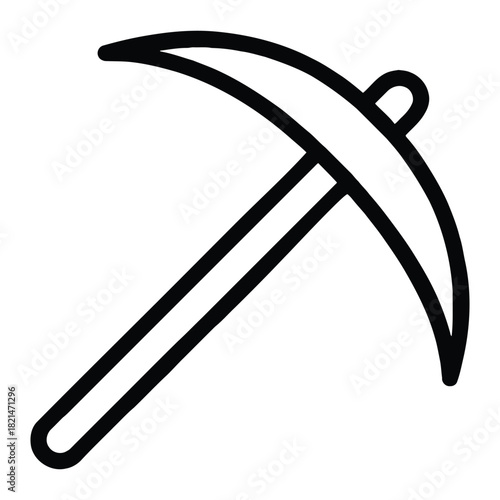 Mining Pickaxe Outline Icon – Crypto Mining and Blockchain Tools