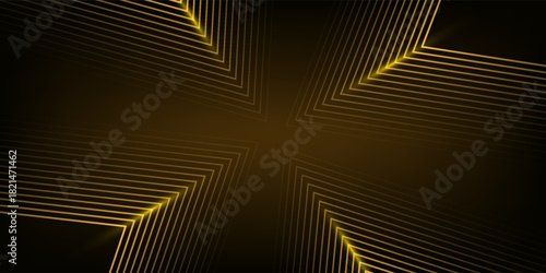 dynamic golden arc line technology design concept on black background