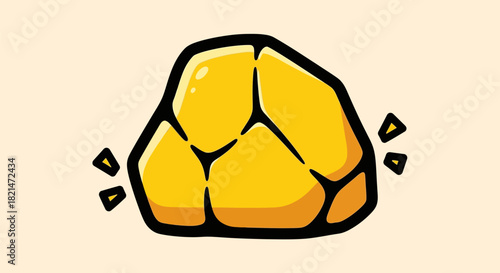 Shining Gold Nugget Illustration on a Plain Background.