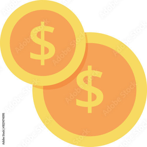 Two yellow coins with a dollar sign on them