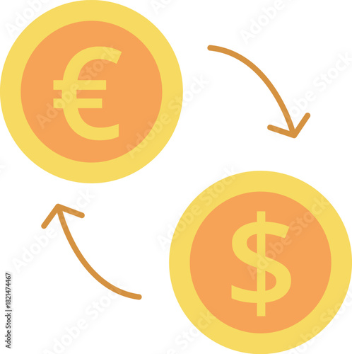 Two coins, one of which is a euro and the other a dollar