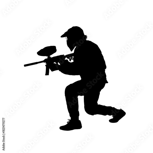 Paintball player silhouette vector illustration