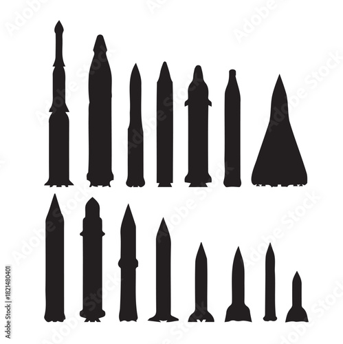 Set of combat rocket weapons Isolated