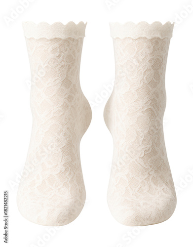 Lace ankle socks featuring scalloped trim.