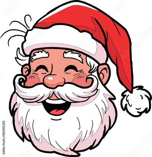 Illustration of cheerful bearded man with red and white hat bringing joy and goodwill during the festive season holiday spirit present giving