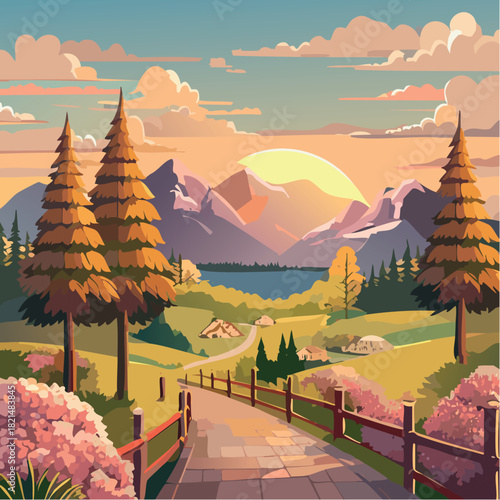 mountain, sky, nature, landscape, vector