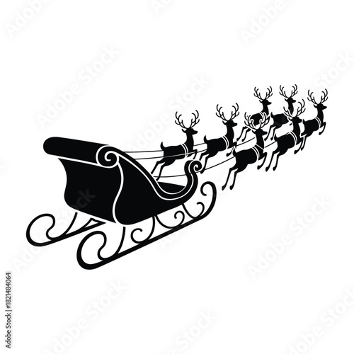 Santas sleigh with reindeer isolated on white background for christmas delivery