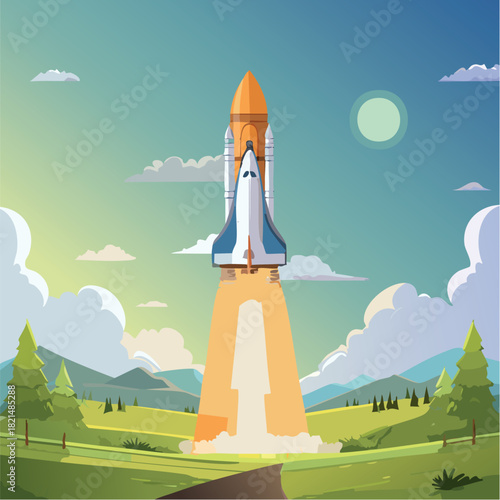 ship, sky, space, rocket, shuttle, lighthouse
