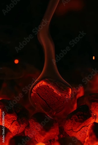 Burning Coal Ember | Fire Background, Heat Visual, Energy Effect, BBQ Theme, Flame Overlay