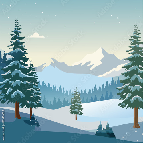winter, snow, tree, landscape, christmas, mountain
