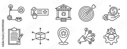 event management icon set collection in outline style. Icon pack contain