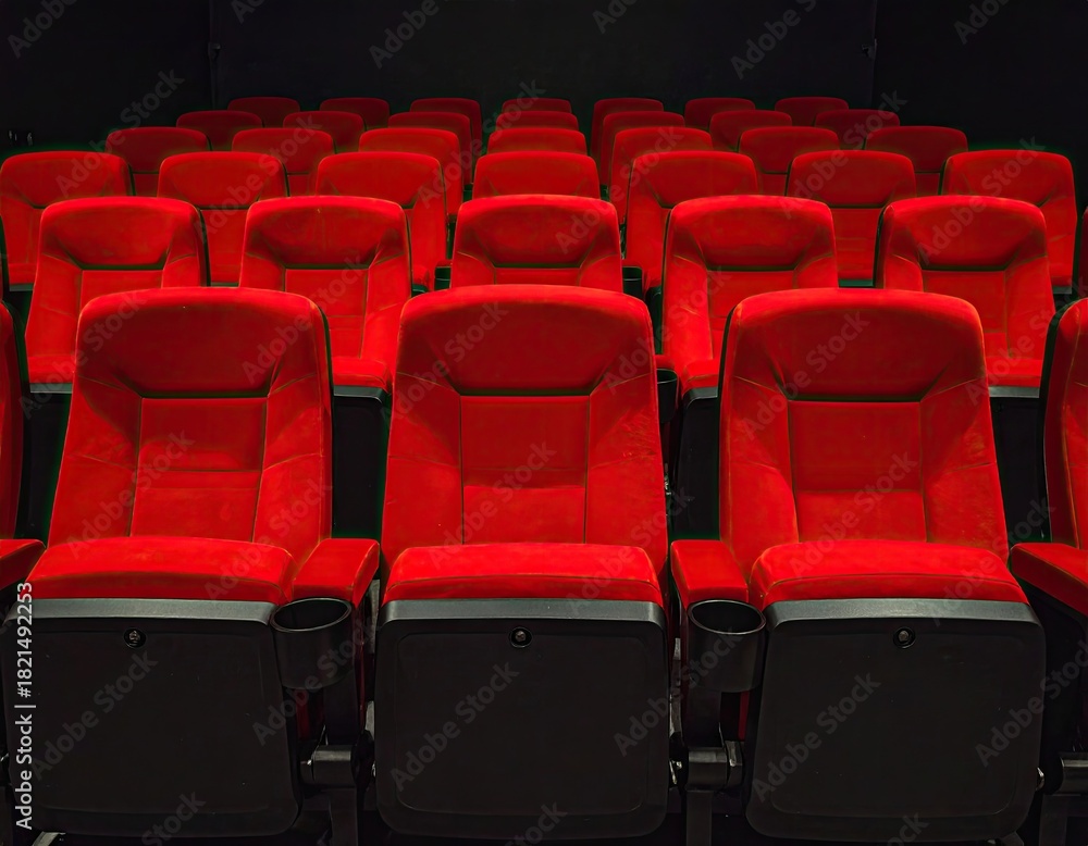 Naklejka premium Empty red theatre seats, anticipation for a show