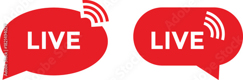 Live streaming red icons. Media recording status signs. broadcasting buttons. online stream icons

