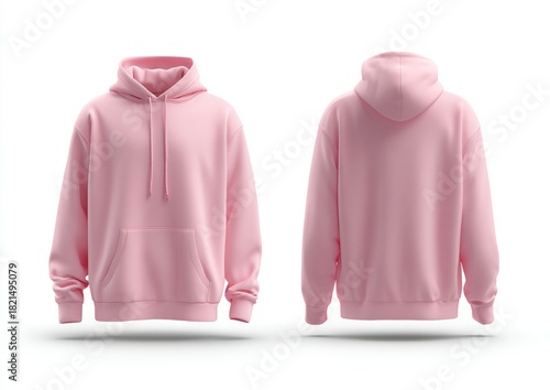Wallpaper Mural Pink Hoodie Sweater Front and Back View on White Background for Fashion and Apparel Torontodigital.ca