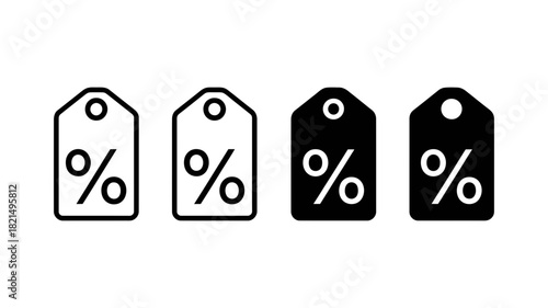 Discount tag icon vector set. special offer sale percentage symbol price tags for promotion marketing retail business e-commerce shopping web design.