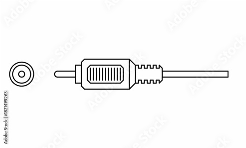 line,outline of RCA connector also called a phono connector icon.