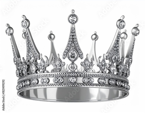 Shiny silver crown with jewels, detailed and regal