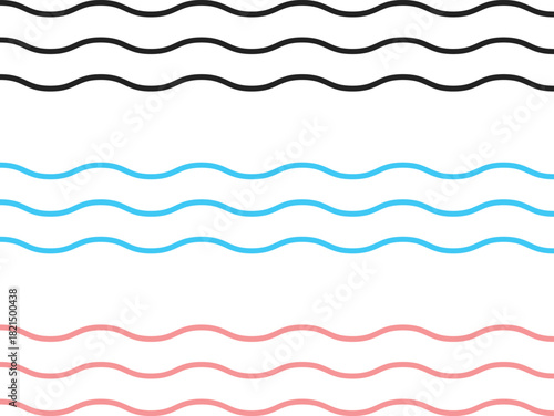 Water Wave Icon Set. Sea, Ocean, and Liquid Motion Symbols. Sound Wave, Hydro, and Aquatic Symbol Collection. Abstract water wavy sign