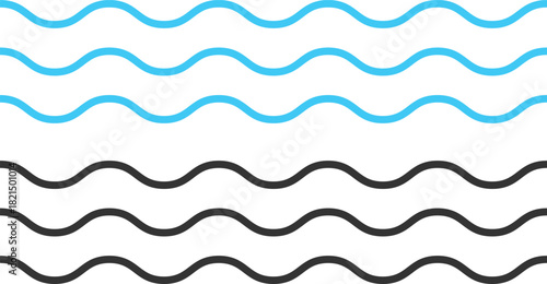 Water Wave Icon Set. Sea, Ocean, and Liquid Motion Symbols. Sound Wave, Hydro, and Aquatic Symbol Collection. Abstract water wavy sign