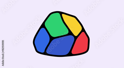 Colorful Skewb Puzzle with Blue, Green, Yellow, and Red Pieces.