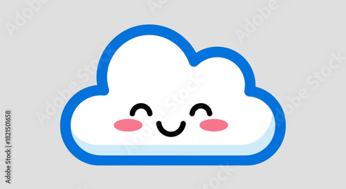 Cute happy cloud character with blushing cheeks and closed eyes.