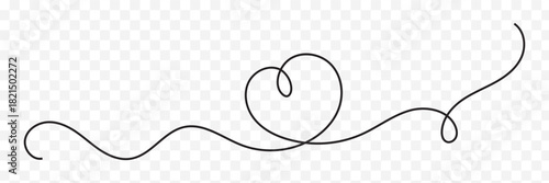 Single doodle heart continuous wavy line art drawing on white background. vector. EPS 10. Heart continues line art drawing.