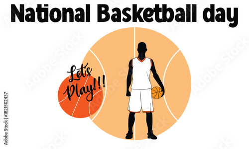 World Basketball Day. basketball player holding a basketball, celebrating the sport with soft and simple colors.