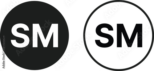 Service Mark (SM) Symbol Icon Set. Business Service Protection symbols. Commercial Services and Brand Identity Mark Icons collection. SM Symbol and Commercial Rights Logos
