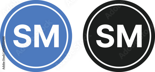 Service Mark (SM) Symbol Icon Set. Business Service Protection symbols. Commercial Services and Brand Identity Mark Icons collection. SM Symbol and Commercial Rights Logos