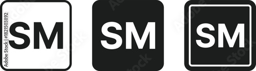 Service Mark (SM) Symbol Icon Set. Business Service Protection symbols. Commercial Services and Brand Identity Mark Icons collection. SM Symbol and Commercial Rights Logos