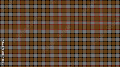 Grey and brown  in the black plaid fabric texture background. Seamless pattern checkered wallpaper.	