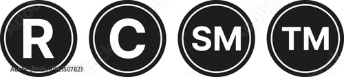 C, R, TM, SM Mark icon Collection. Copyright, Registered, Trademark, and Service Mark symbols. Ownership Watermark Collections
