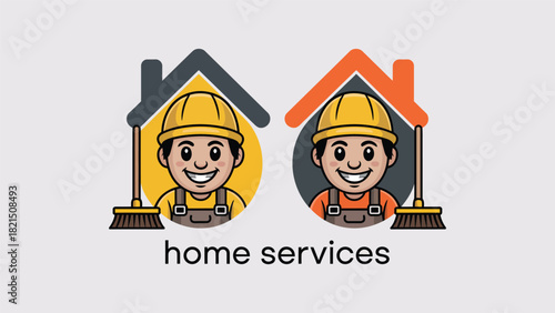 Professional home services cartoon logo presenting dependable maintenance and repair solutions