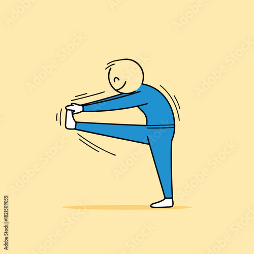 Stick figure doing leg stretching exercise