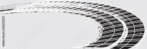 Tire treker background for rally, drift, motocross, offroad and other automotive and motorbike sports. Tire marks are black on a white background. vector