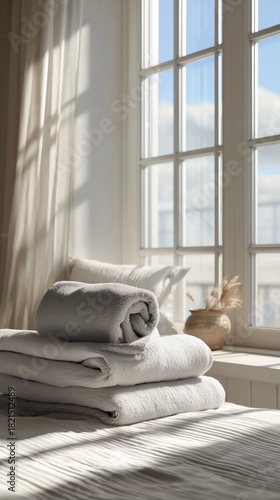 Cozy Bedroom With Sunlight Filtering Through Vintage Windows Onto a Made Bed
