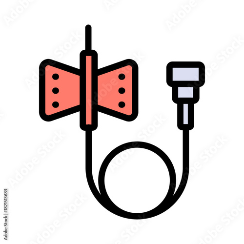 Butterfly catheter color icon. Vector illustration of an intravenous therapy, for healthcare apps, medical websites, and hospital-related visuals.