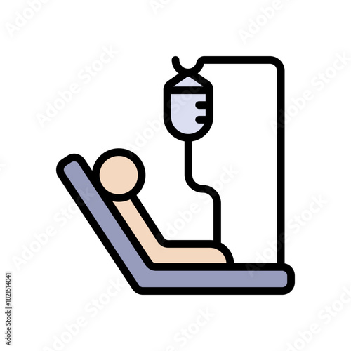 Chemotherapy color icon. Intravenous therapy medical sign. Vector illustration of an IV drip bag with a tube and stand, for healthcare apps, medical websites, and hospital-related visuals.