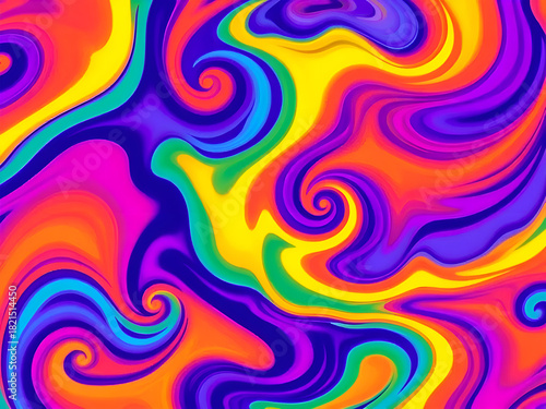 Artistic illustration. Psychedelic color abstraction. Bright paints in the style of oil streaks