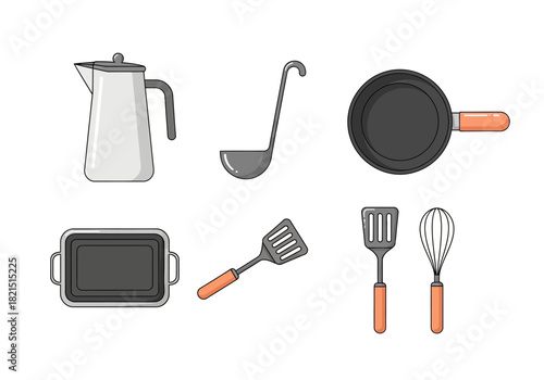 Kitchen Utensils Vector Illustration Set Cooking Tools for Culinary Design