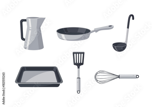 Kitchen Utensils and Tools Illustration Set for Cooking and Serving