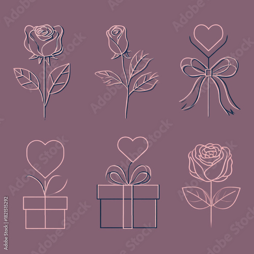 Beautiful Mother’s Day Elements Featuring Flowers, Ribbons and Gift Icons